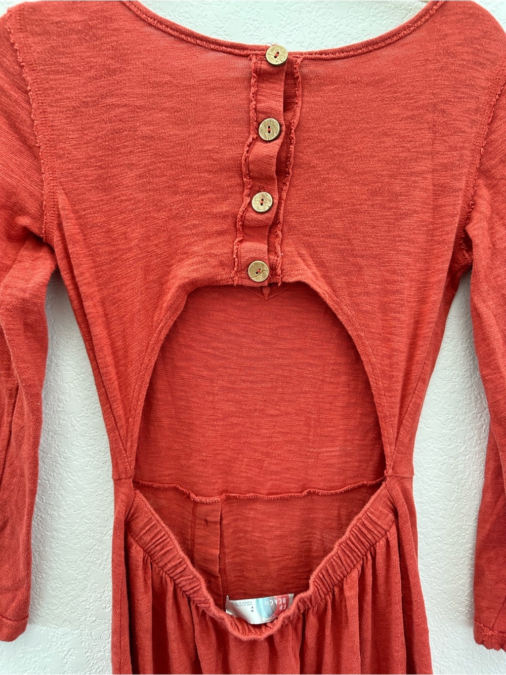 Free People FP Beach Starlight Midi Dress S Small Rust Cutout Back Button Slit - Picture 12 of 12